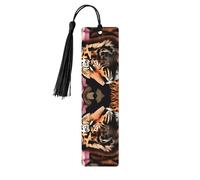 Lot de 5 marque-pages artistiques en bois avec pompons et fleurs de rose pour femme