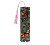 Lot de 5 marque-pages artistiques en forme de papillons monarques pour femme, pompons en bois, fournitures d'étude