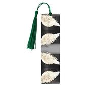 Lot de 5 marque-pages artistiques en forme de plumes d'ange pour femme, pompons en bois, fournitures d'étude