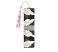 Lot de 5 marque-pages artistiques en forme de plumes d'ange pour femme, pompons en bois, fournitures d'étude