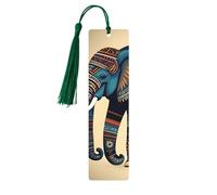 Lot de 5 marque-pages artistiques en forme d'éléphant aztèque pour femme, pompons en bois, fournitures d'étude