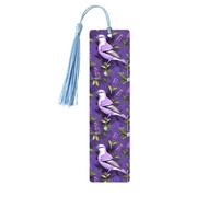 Lot de 5 marque-pages artistiques en forme d'oiseau avec fleurs de lavande violettes pour femme, pompons en bois, fournitures d'étude