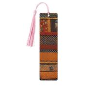 Lot de 5 marque-pages artistiques en patchwork africain pour femme, pompons en bois, fournitures d'étude