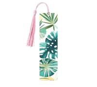 Lot de 5 marque-pages artistiques sur le thème des plantes de plage tropicales pour femme, pompons en bois, fournitures d'étude