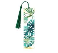 Lot de 5 marque-pages artistiques sur le thème des plantes de plage tropicales pour femme, pompons en bois, fournitures d'étude