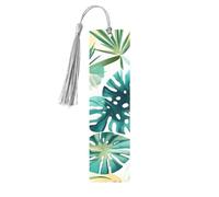 Lot de 5 marque-pages artistiques sur le thème des plantes de plage tropicales pour femme, pompons en bois, fournitures d'étude