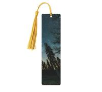 Lot de 5 marque-pages ciel nocturne avec arbres pour femme, fournitures d'étude en bois