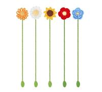 Lot de 5 marque-pages colorés tissés à la main au crochet - Motif floral mignon - Marqueurs de page pour les amateurs de livres, les enseignants, cadeaux fantaisistes