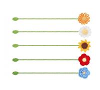Lot de 5 marque-pages créatifs en crochet avec fleurs - Marque-pages décoratifs - Marque-pages de lecture - Fleur tricotée - Marqueur de page - Pour lire des fleurs au crochet