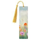 Lot de 5 marque-pages en bois avec fleurs sauvages vives au printemps et en été, imprimés double face, cadeaux pour les amateurs de livres, accessoires de cahier, cadeaux d'anniversaire pour homme