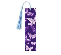 Lot de 5 marque-pages en bois avec imprimé floral et papillons violets pour les amateurs de livres, écrivains, lecteurs, uniques et cool