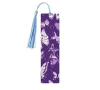 Lot de 5 marque-pages en bois avec imprimé floral et papillons violets pour les amateurs de livres, écrivains, lecteurs, uniques et cool