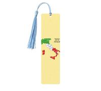 Lot de 5 marque-pages en bois avec motif carte de l'Italie avec impression couleur, cadeaux pour les enseignants et les amateurs de livres