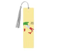 Lot de 5 marque-pages en bois avec motif carte de l'Italie avec impression couleur, cadeaux pour les enseignants et les amateurs de livres