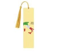 Lot de 5 marque-pages en bois avec motif carte de l'Italie avec impression couleur, cadeaux pour les enseignants et les amateurs de livres