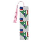 Lot de 5 marque-pages en bois avec motif carte du drapeau de la Gambie avec étoiles blanches, cadeaux pour homme et femme