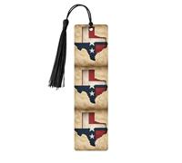 Lot de 5 marque-pages en bois avec motif carte du drapeau du Texas avec deux étoiles blanches, cadeaux pour homme et femme