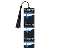 Lot de 5 marque-pages en bois avec motif carte du Honduras avec pompons, cadeaux pour homme et femme