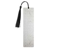 Lot de 5 marque-pages en bois avec motif de briques blanches anciennes et pompons, cadeaux pour homme et femme