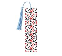 Lot de 5 marque-pages en bois avec motif d'échecs avec pompons, cadeaux pour homme et femme