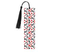 Lot de 5 marque-pages en bois avec motif d'échecs avec pompons, cadeaux pour homme et femme