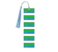 Lot de 5 marque-pages en bois avec motif drapeau de la République d'Ouzbékistan pour hommes et femmes avec pompon, cadeaux pour les amateurs de livres