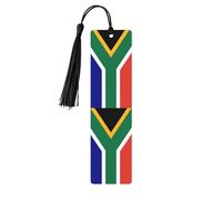 Lot de 5 marque-pages en bois avec motif drapeau de l'Afrique du Sud avec pompons, fournitures d'étude uniques cadeaux pour lecteurs