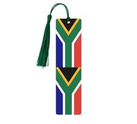 Lot de 5 marque-pages en bois avec motif drapeau de l'Afrique du Sud avec pompons, fournitures d'étude uniques cadeaux pour lecteurs