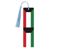 Lot de 5 marque-pages en bois avec motif drapeau du Koweït avec pompons, fournitures d'étude uniques, cadeaux pour lecteurs