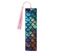 Lot de 5 marque-pages en bois avec motif écailles de dragon magique 3D, faits à la main, imprimés double face, marqueurs de page avec pompons roses, accessoires de livre, cadeau pour les amateurs de