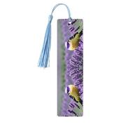 Lot de 5 marque-pages en bois avec motif oiseau violet lavande et fleurs florales pour femme