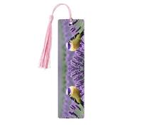 Lot de 5 marque-pages en bois avec motif oiseau violet lavande et fleurs florales pour femme
