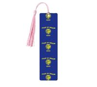 Lot de 5 marque-pages en bois avec pompon pour homme et femme - Motif drapeau de l'État de l'Oregon