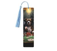 Lot de 5 marque-pages en bois avec pompons bleu ciel imprimés recto-verso - Accessoires de livre - Cadeau pour les amateurs de livres - Pour homme et femme