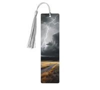 Lot de 5 marque-pages en bois avec pompons colorés pour les amateurs de livres, cadeaux originaux pour hommes et femmes - Motif paysage de tonnerre