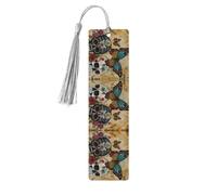 Lot de 5 marque-pages en bois avec pompons, crânes et papillons en sucre, marque-pages, cadeaux pour homme et femme