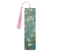 Lot de 5 marque-pages en bois avec pompons en forme d'amandier, cadeaux pour homme et femme