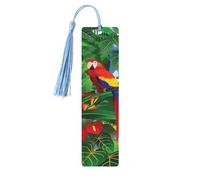 Lot de 5 marque-pages en bois avec pompons en forme d'ara et de toucan perchoir de forêts tropicales américaines, cadeaux pour homme et femme