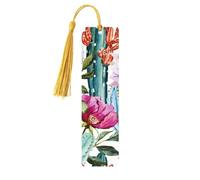 Lot de 5 marque-pages en bois avec pompons en forme de cactus et roses succulentes, cadeaux pour les amateurs de livres
