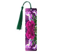 Lot de 5 marque-pages en bois avec pompons et jolis papillons violets - Cadeaux pour les amateurs de livres