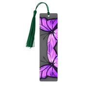 Lot de 5 marque-pages en bois avec pompons et papillons violets pour femme