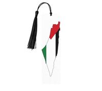 Lot de 5 marque-pages en bois avec pompons, motif carte de la Palestine, cadeaux pour les amateurs de livres