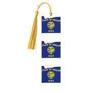 Lot de 5 marque-pages en bois avec pompons, motif carte de l'État de l'Oregon, cadeaux pour les enseignants et les amateurs de livres