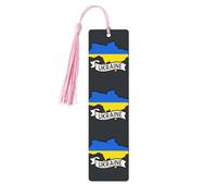 Lot de 5 marque-pages en bois avec pompons, motif carte de l'Ukraine, cadeaux pour homme et femme