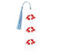 Lot de 5 marque-pages en bois avec pompons, motif carte du drapeau suisse