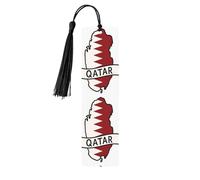 Lot de 5 marque-pages en bois avec pompons, motif carte du Qatar, cadeaux pour homme et femme