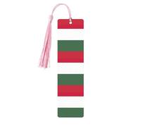 Lot de 5 marque-pages en bois avec pompons, motif drapeau de la Hongrie