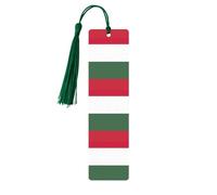 Lot de 5 marque-pages en bois avec pompons, motif drapeau de la Hongrie