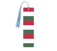 Lot de 5 marque-pages en bois avec pompons, motif drapeau de la Hongrie