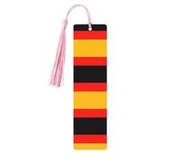 Lot de 5 marque-pages en bois avec pompons, motif drapeau de l'Allemagne, cadeaux pour les enseignants et les amateurs de livres